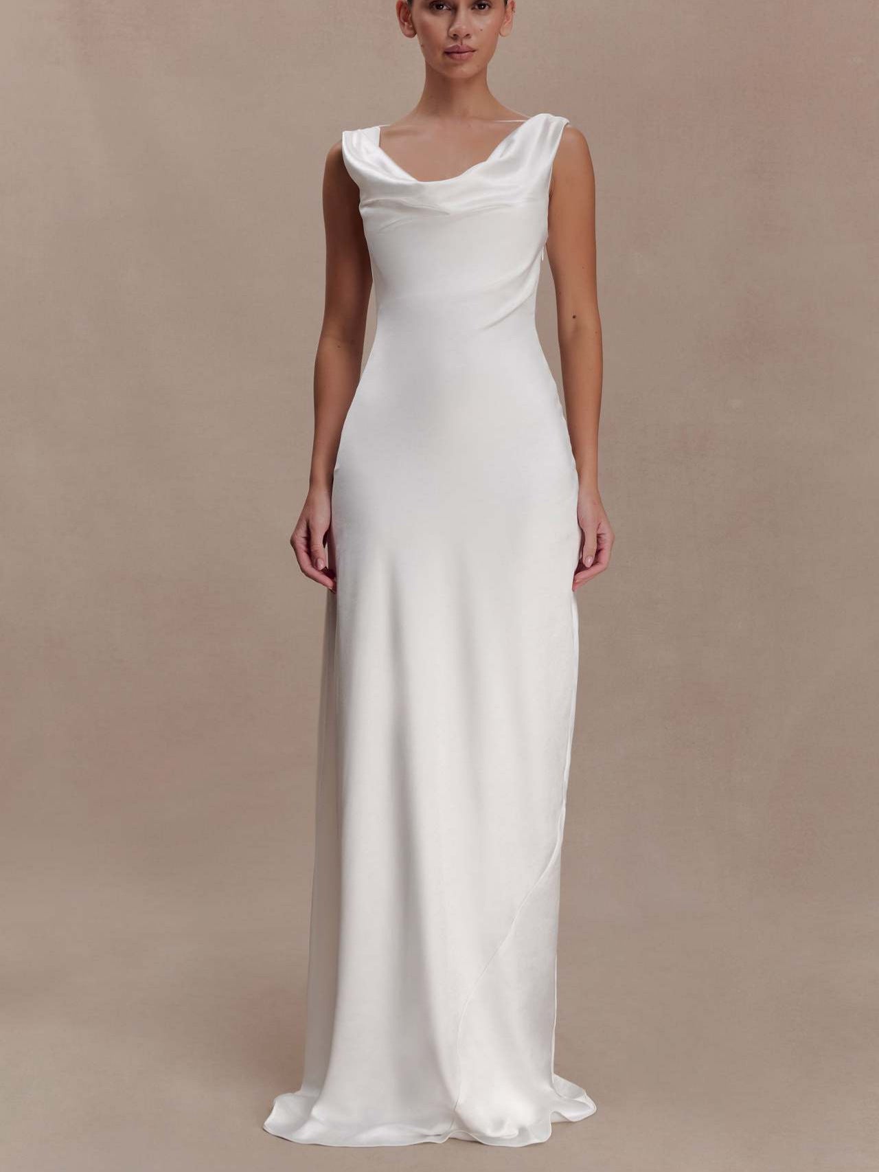 white satin swinging collar lace dress