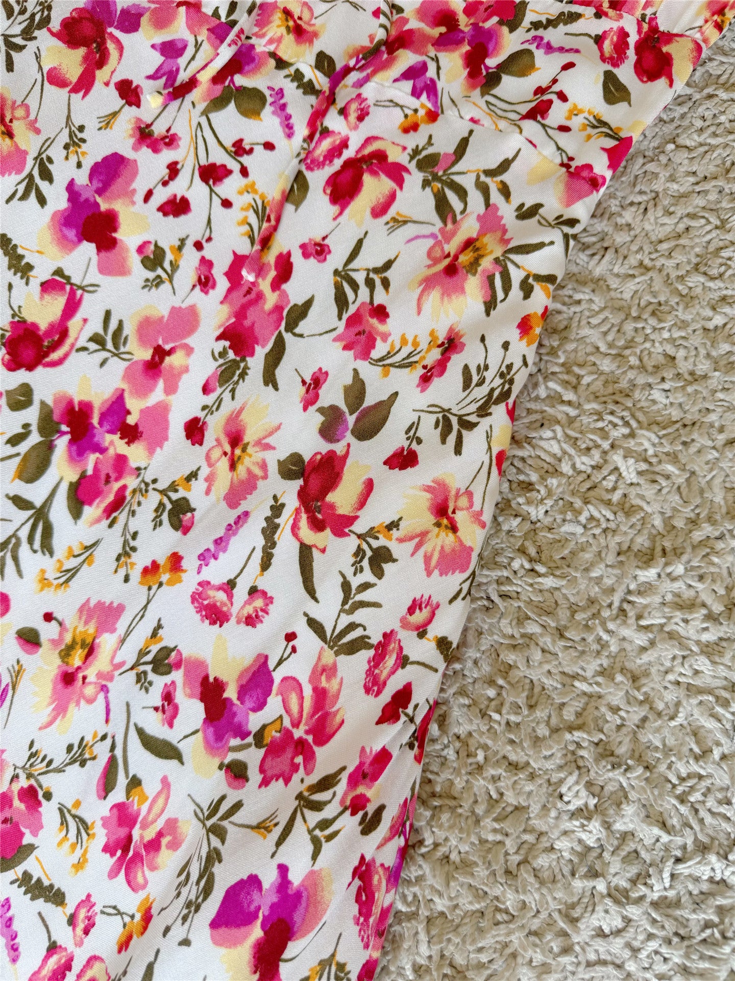 Front Tie Floral Spaghetti Strap Midi Slip Dress