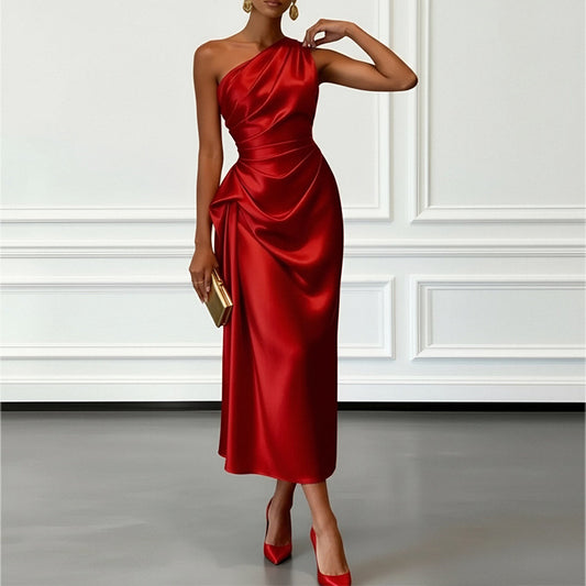 red Off-the-Shoulder Evening Dress