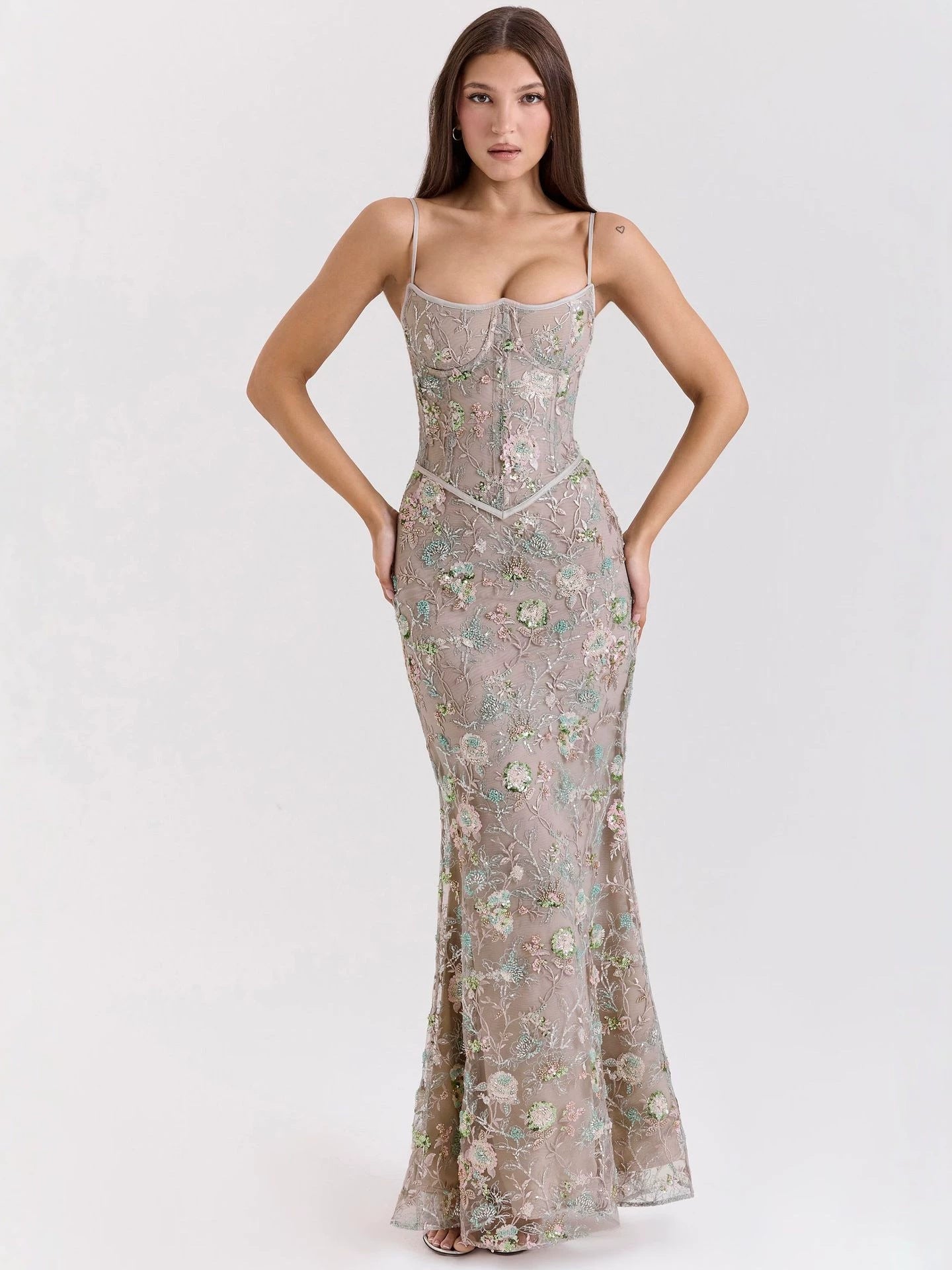 white lace suspender mermaid dress