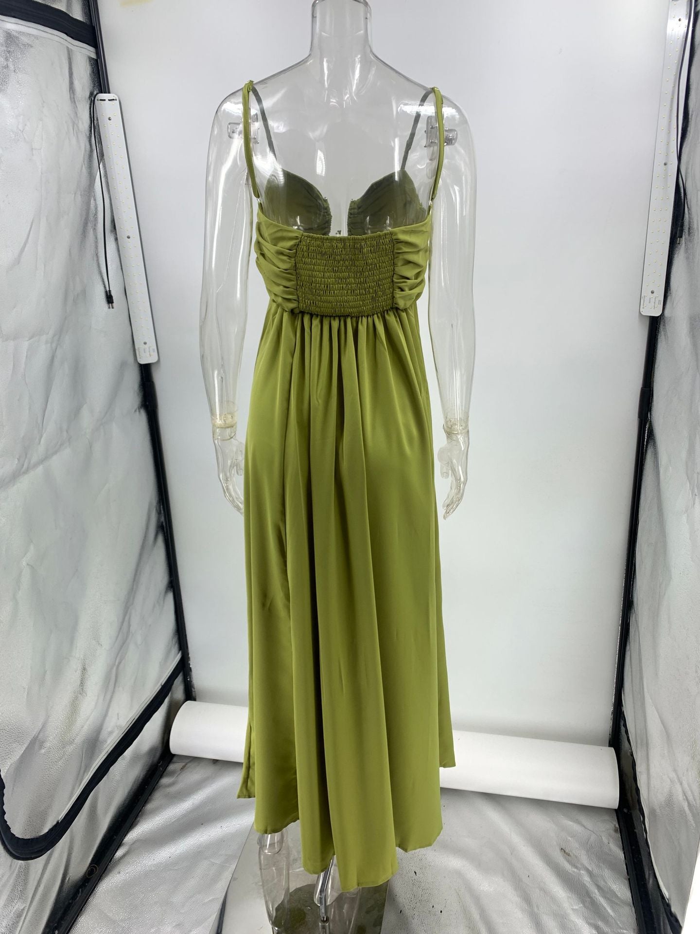 vicky green Spaghetti strap U-shaped maxi dress
