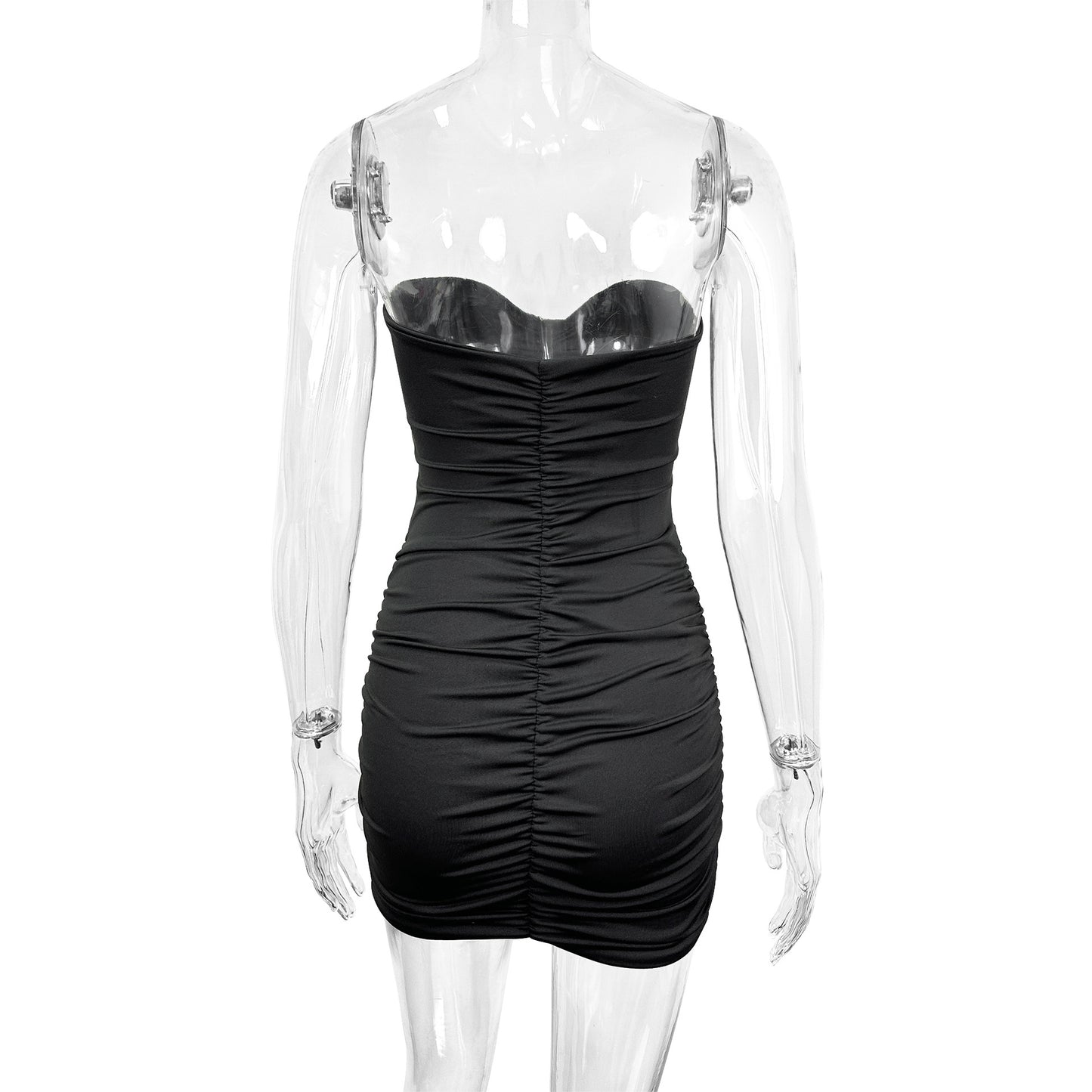 black Off-the-shoulder cutout strapless bodycon mini dress