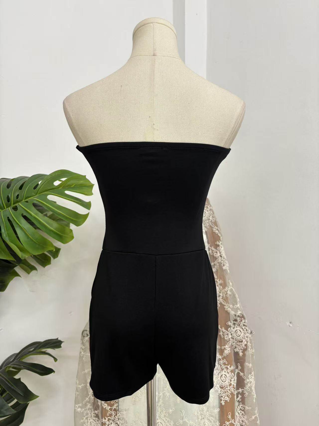 black Bow bandeau mini dress