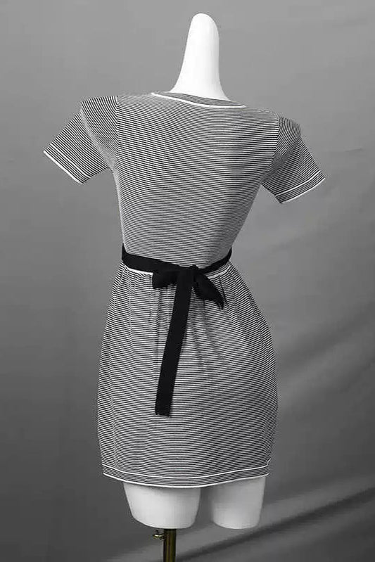 crew neck striped knitted dress