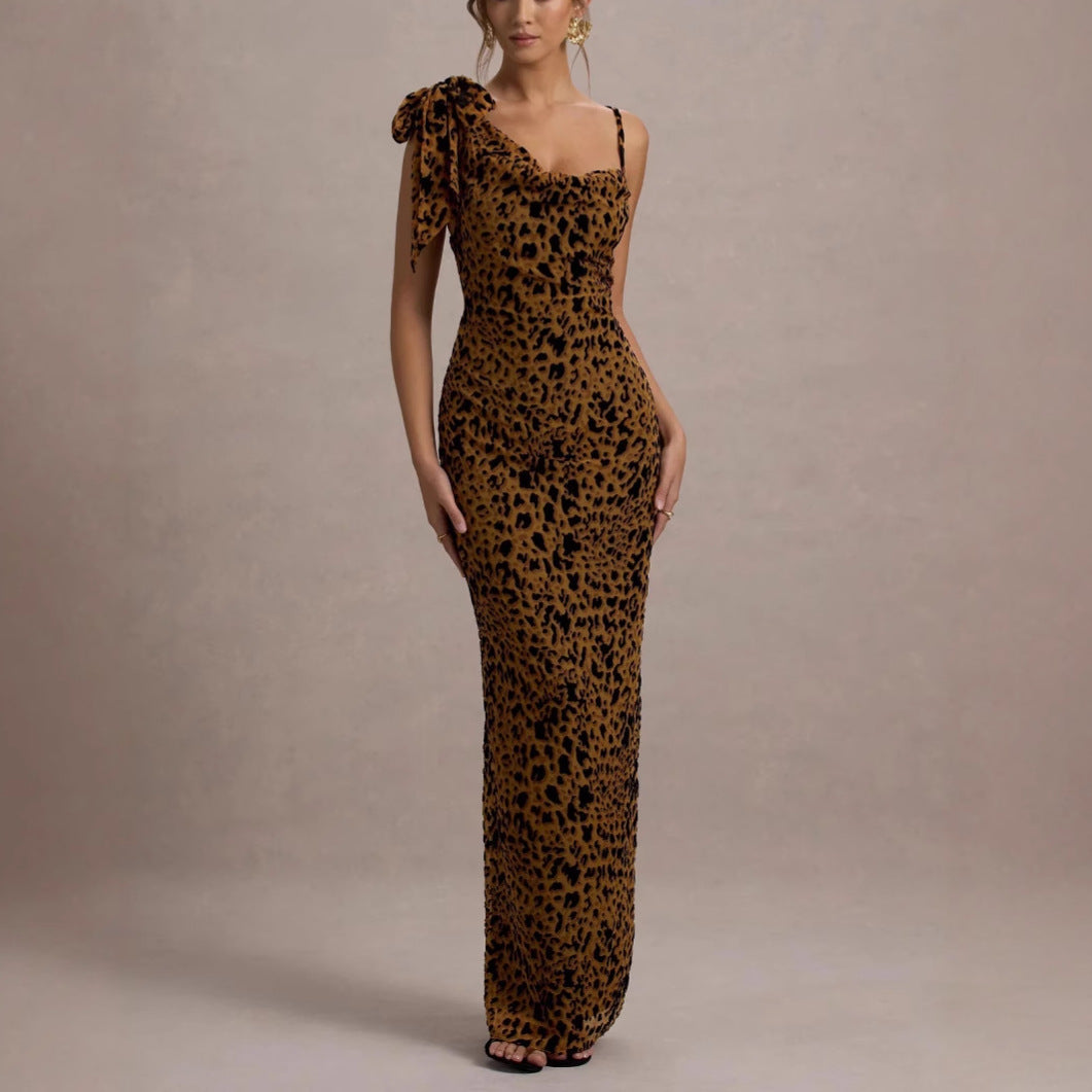 Leopard print halter bodycon skirt