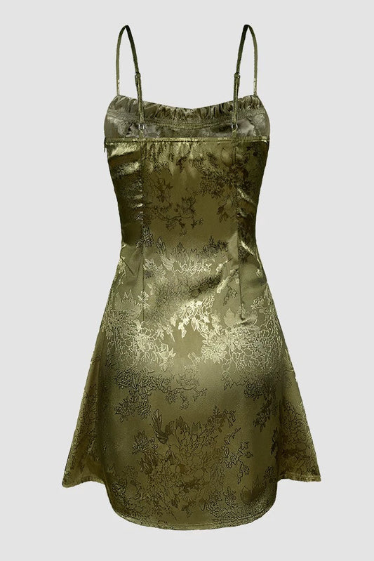 jacquard satin splicing lace resort glossy dress
