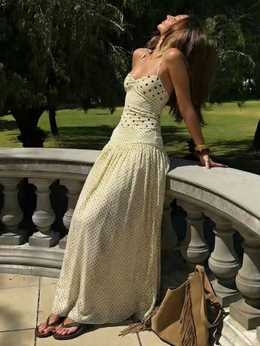 polka dot halter neck dress