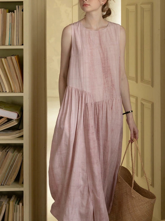 Tie-dye Lyocell blend midi dress - pink