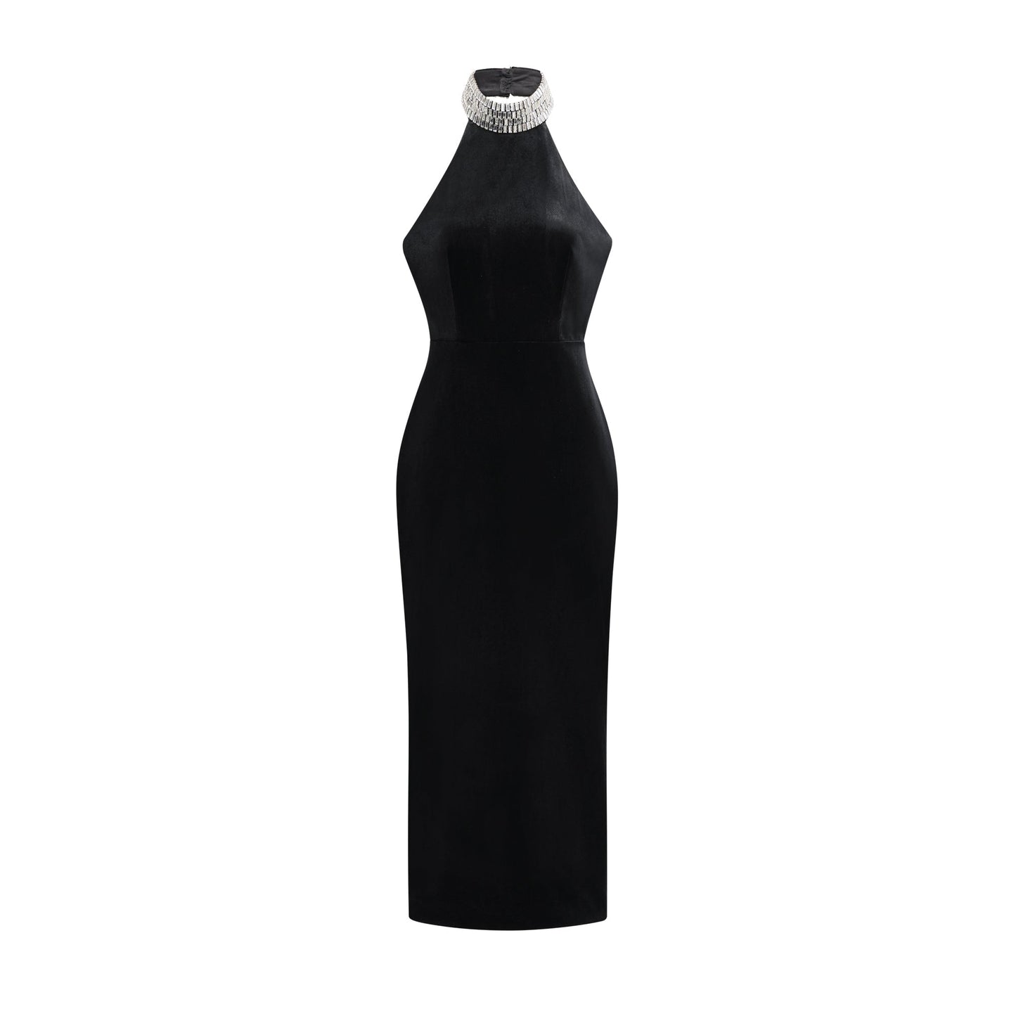 Caisa embellished turtle-neck black dress