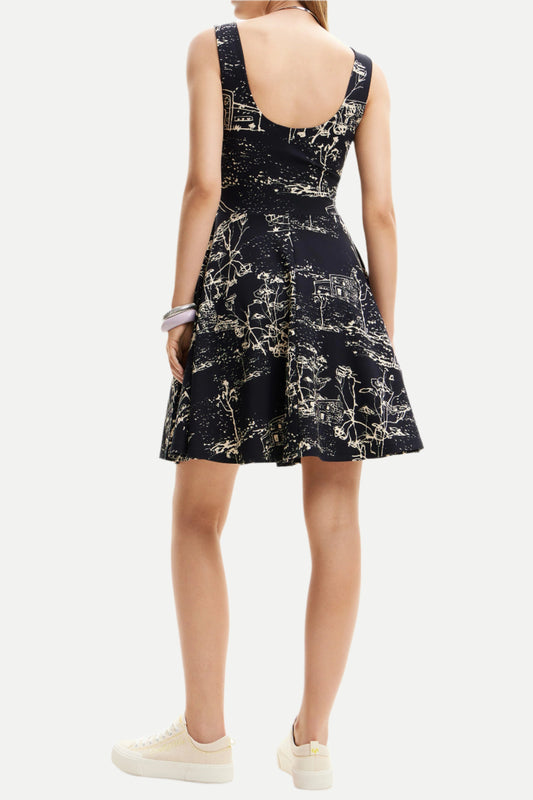 Strappy Skater mini Dress in black