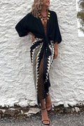 Print High Waist Ruched Wrap Maxi Skirt