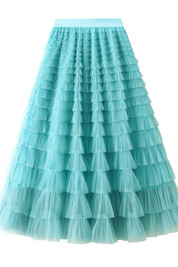 Queen Tiered Elastic Waist Tulle Maxi Skirt
