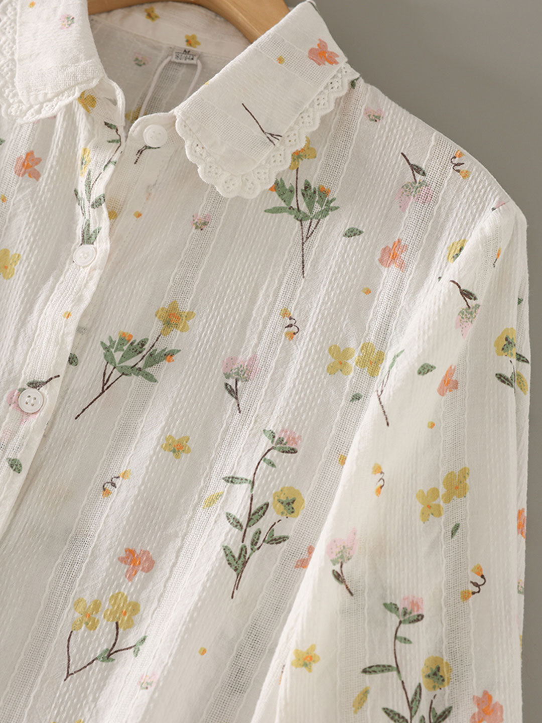 nancy Classic Lapel Embroidered Floral Shirt