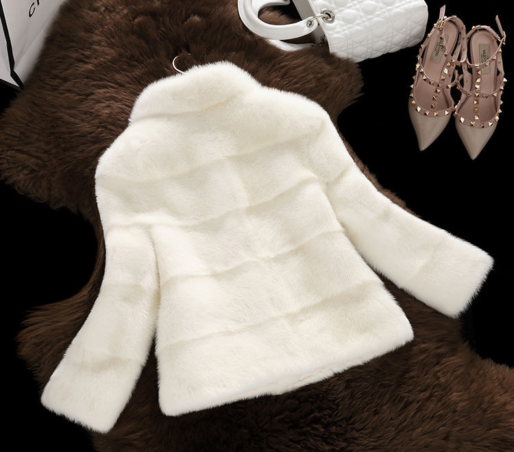 stand collar fur imitation coat