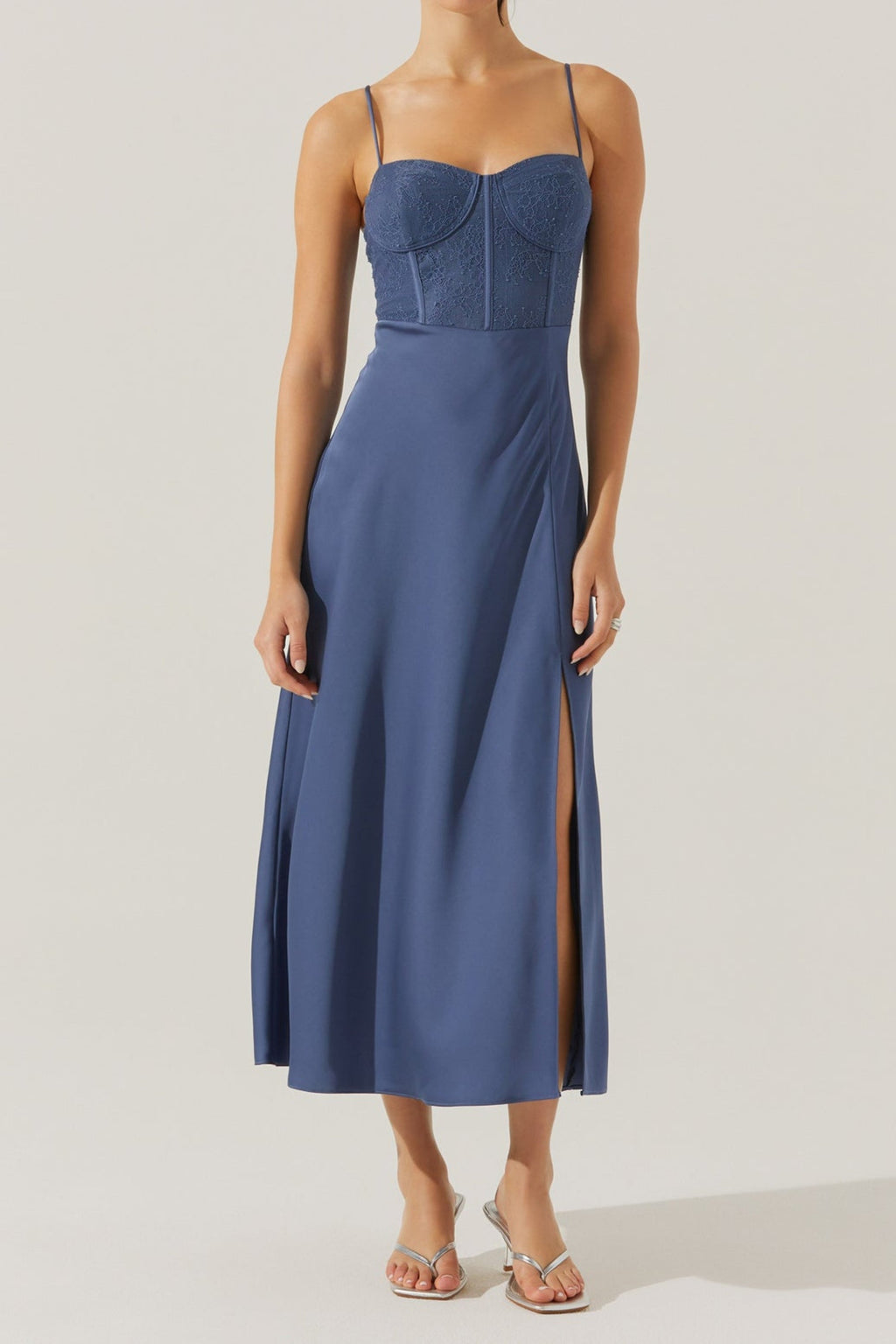 Lace Bustier Midi Dress - Romantic Corset Style Party Dress