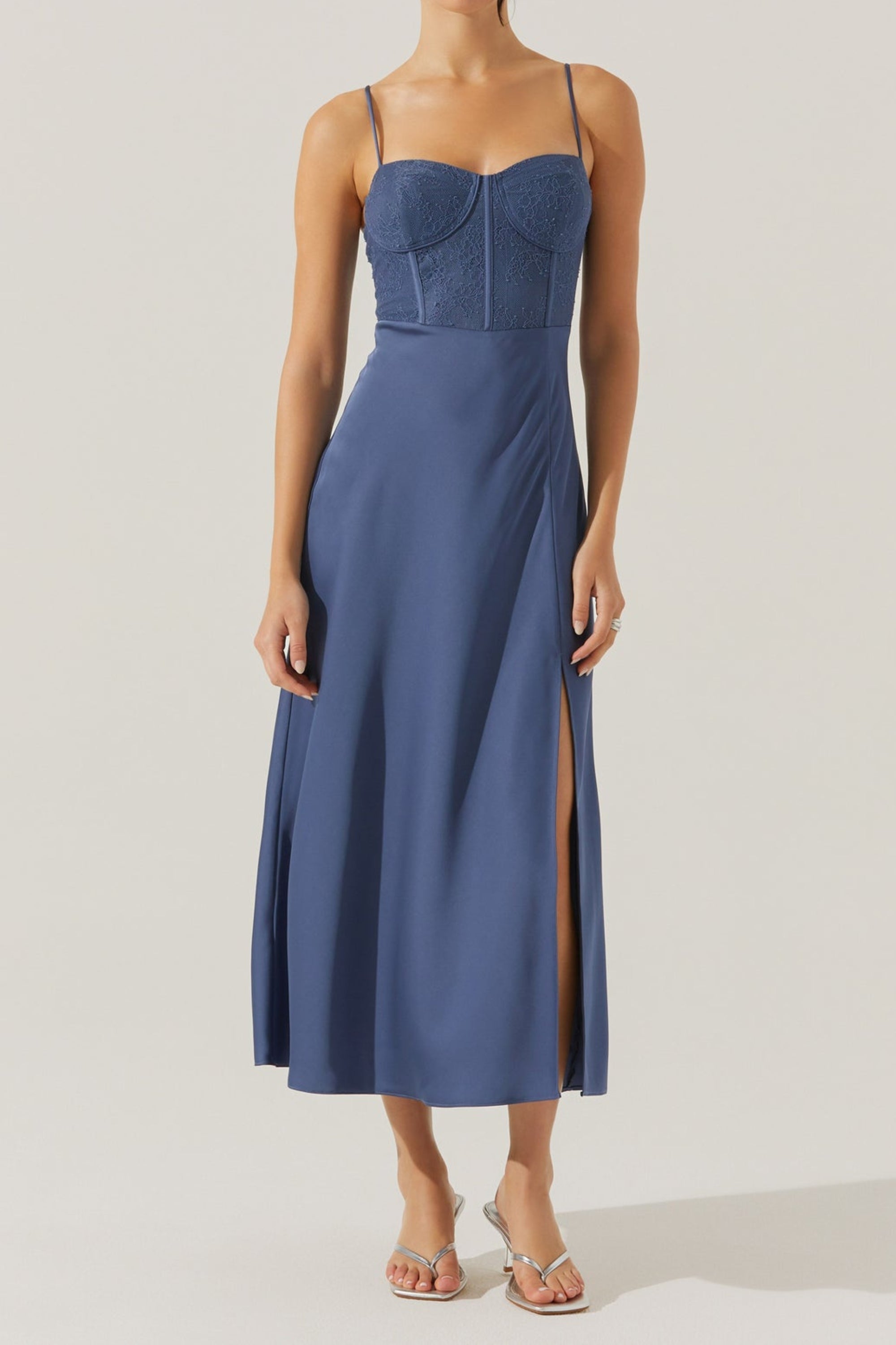 Lace Bustier Midi Dress - Romantic Corset Style Party Dress