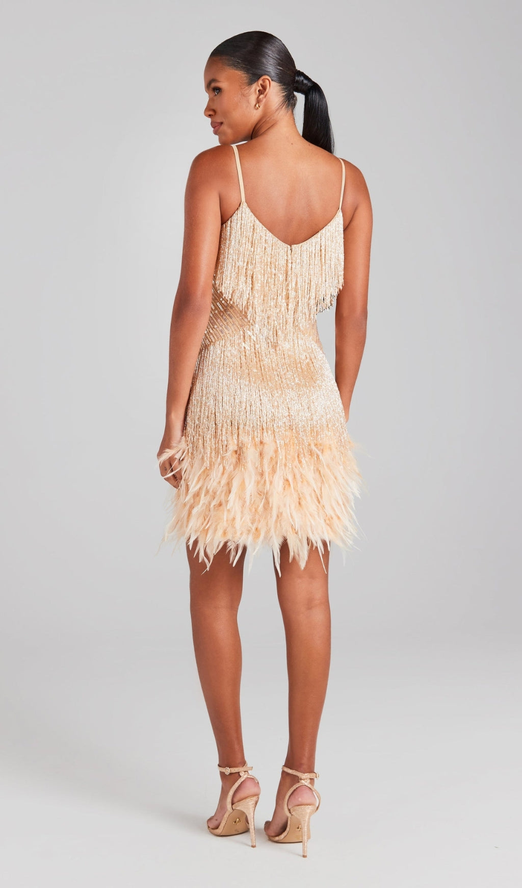 Emerald Tassel Feather Mini Dress - Luxe Green Party Dress