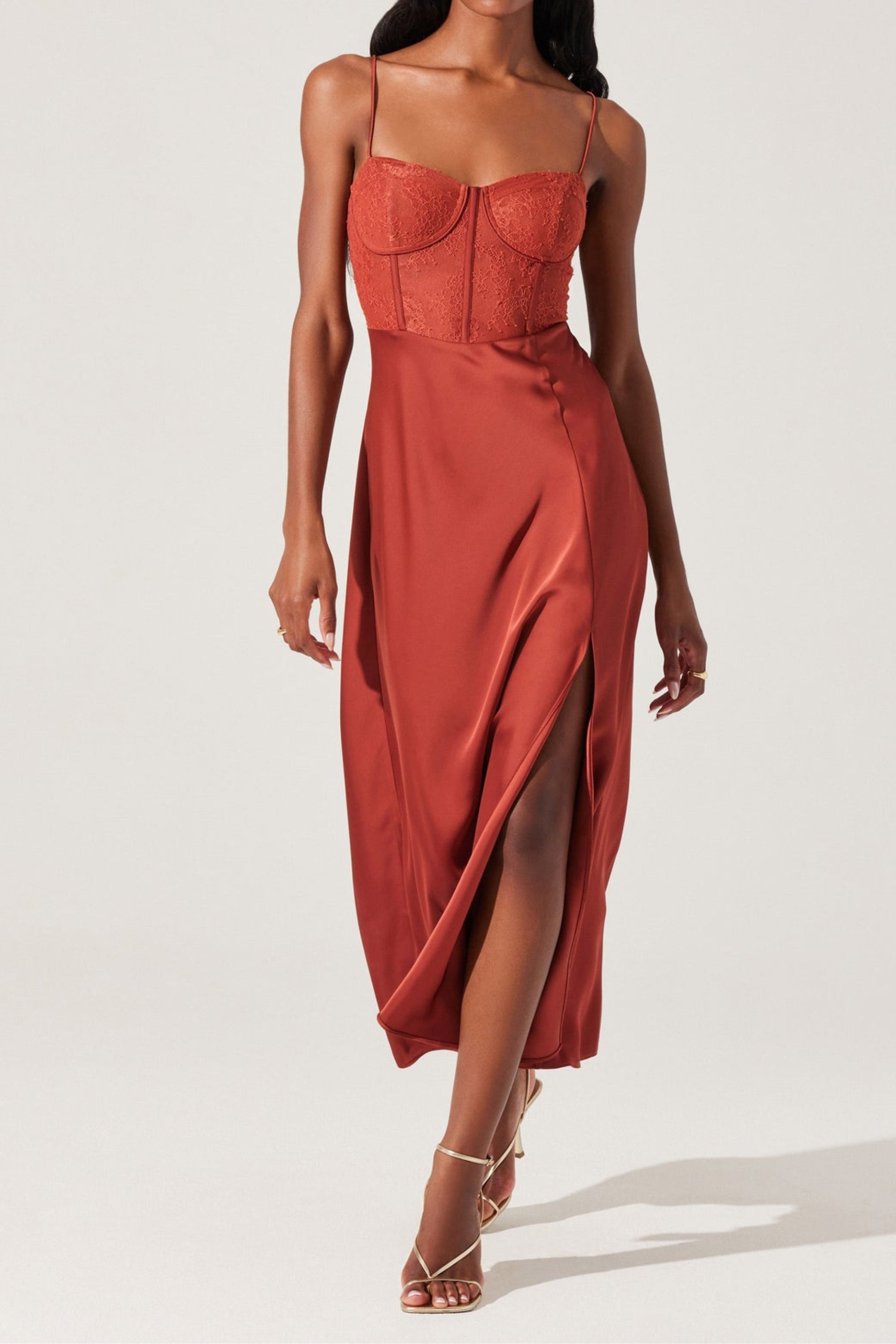 Lace Bustier Midi Dress - Romantic Corset Style Party Dress