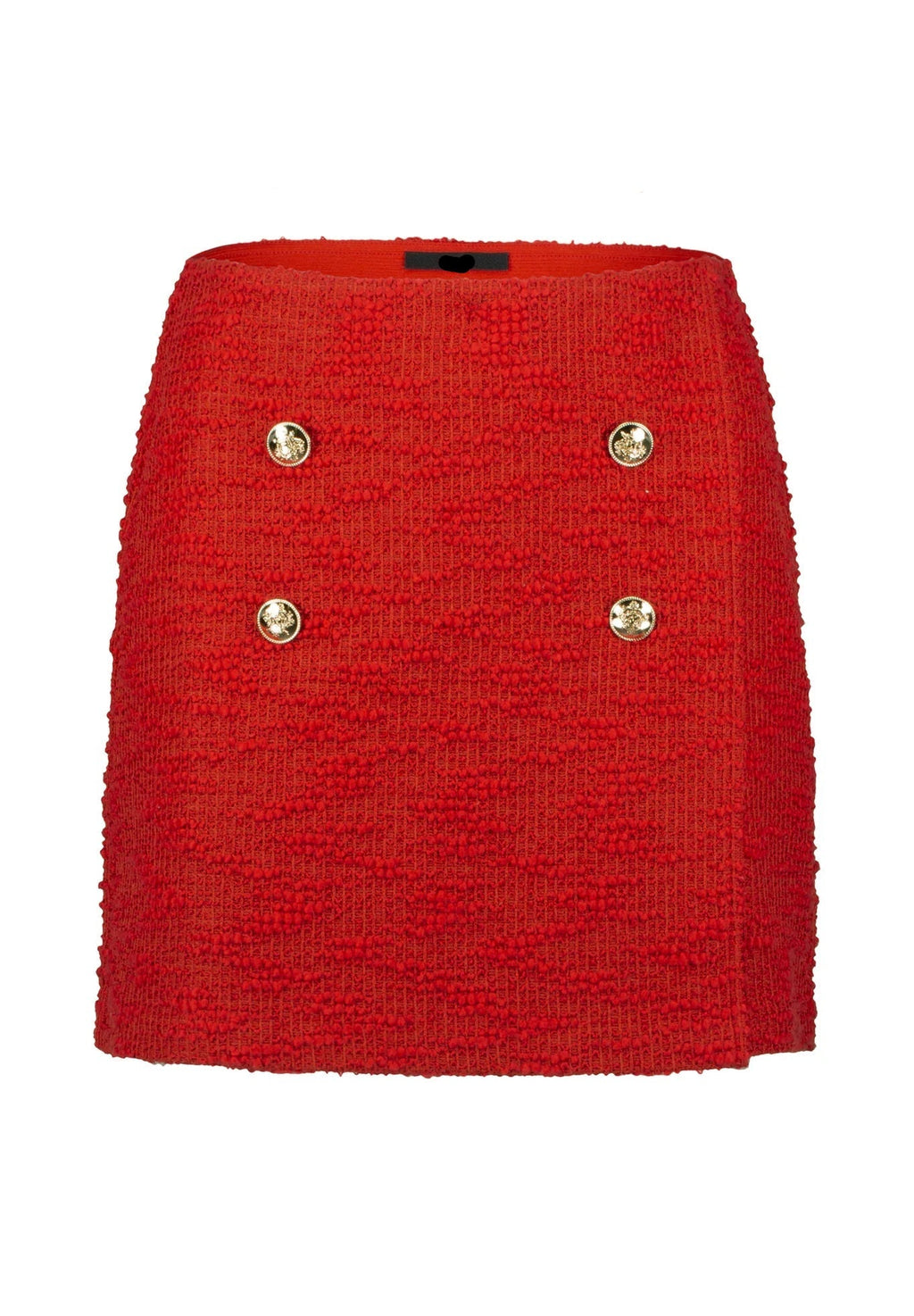 Plain jacket skirt set in red