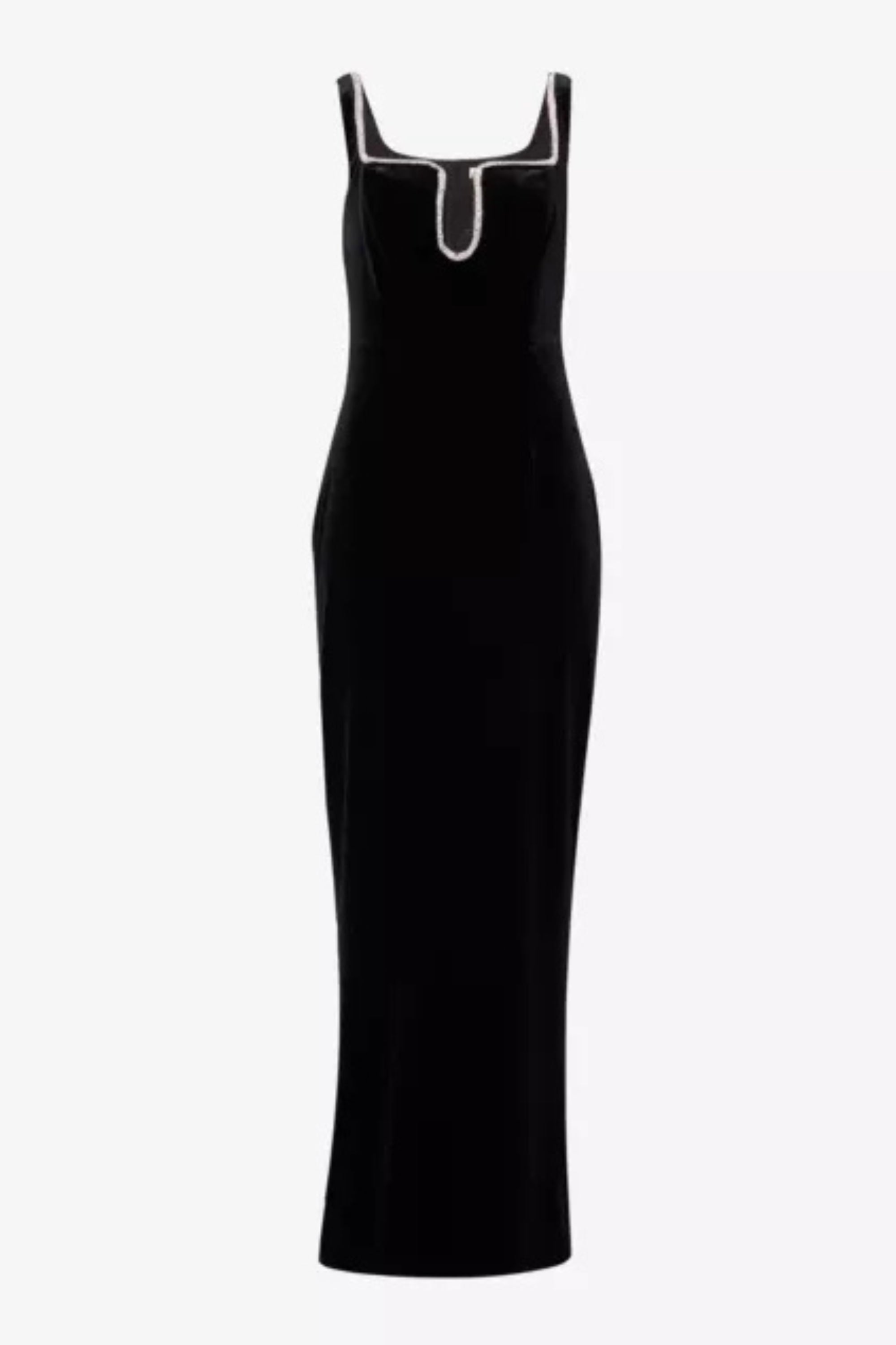 Crystal-embellished velvet maxi dress