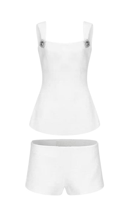 BOW-EMBELLISHED RHINESTONE SET IN WHITE