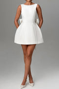 TRISTA BOWKNOT PEARL BACKLESS MINI DRESS IN WHITE