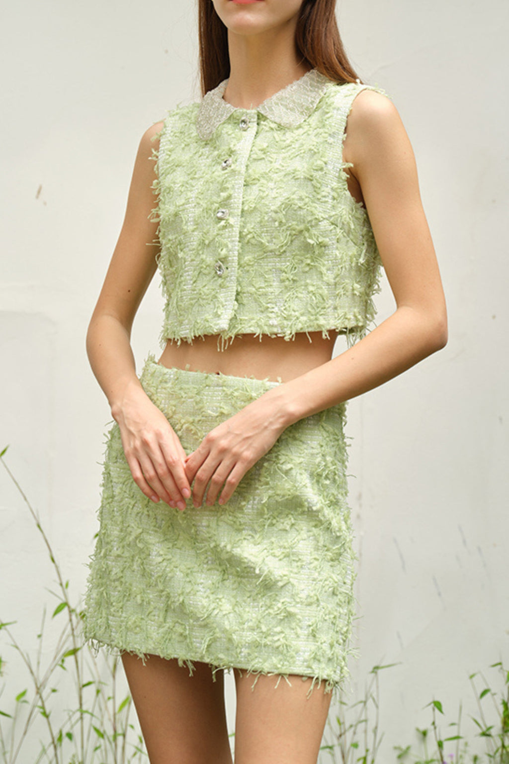 Green Mini Dress Set - Two Piece Party Outfit