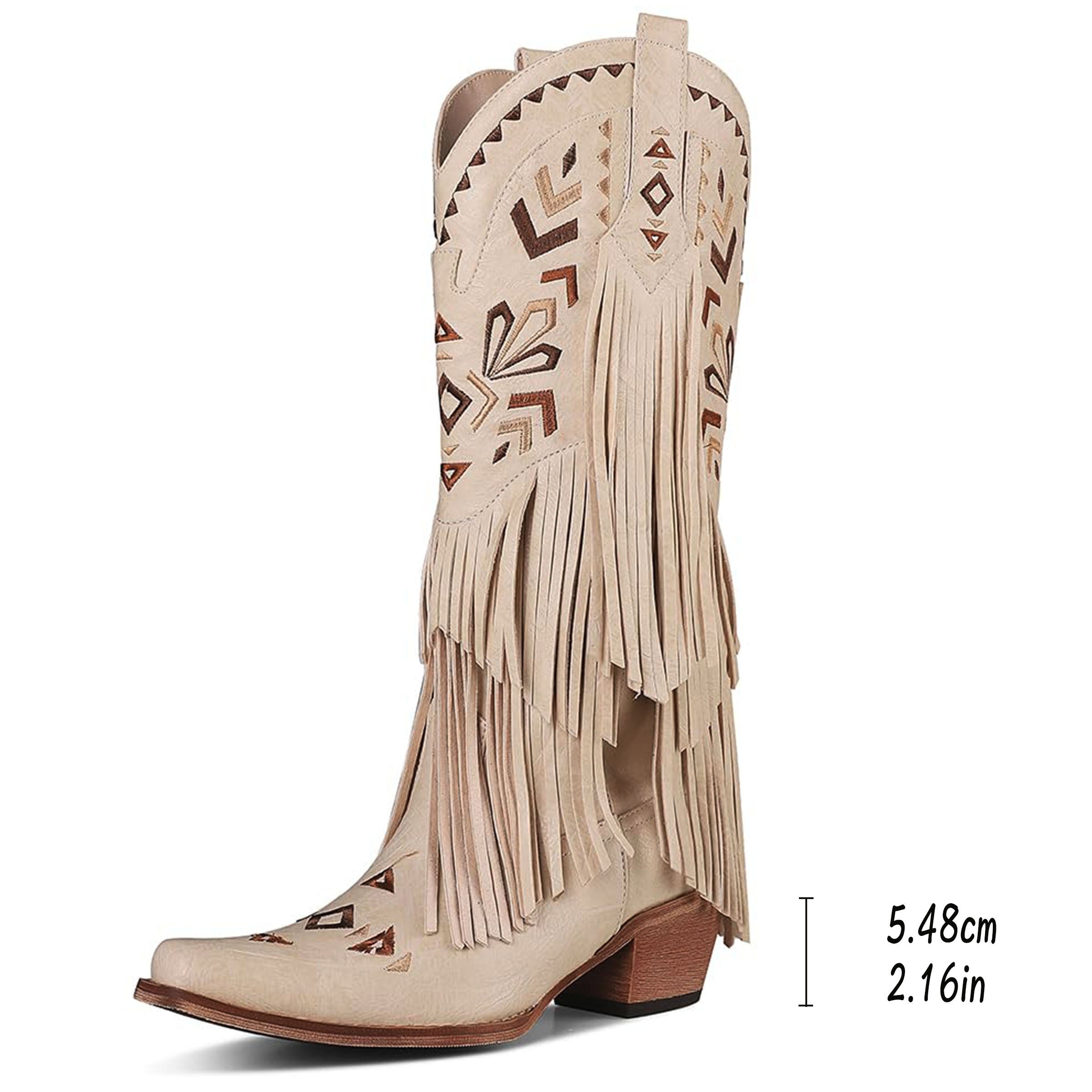 Fringe Stitch Design Cowgirl Boots