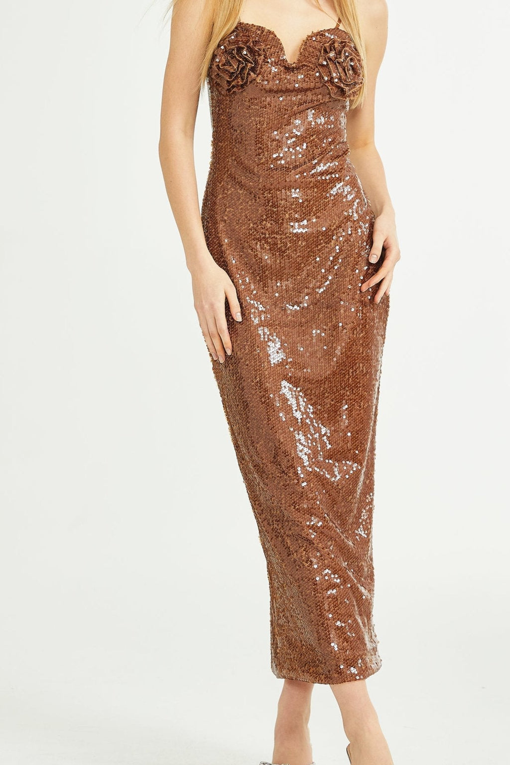 Éléonore sequinned floral midi dress