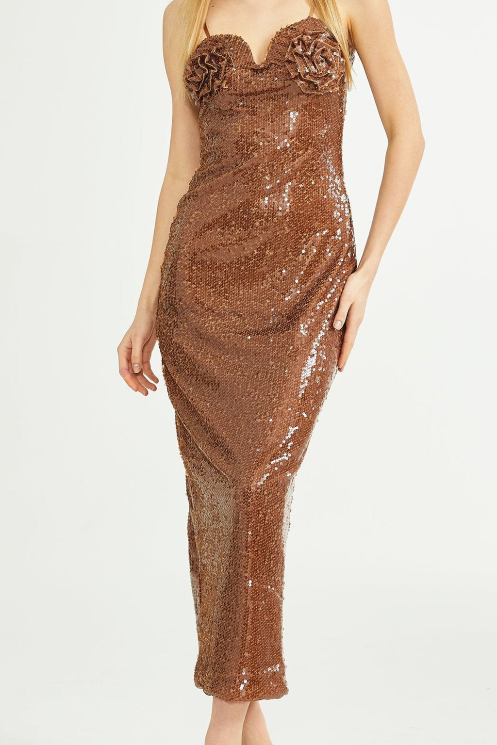 Éléonore sequinned floral midi dress