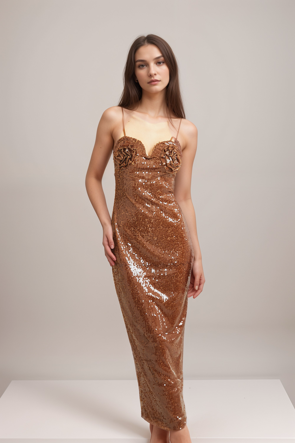 Éléonore sequinned floral midi dress