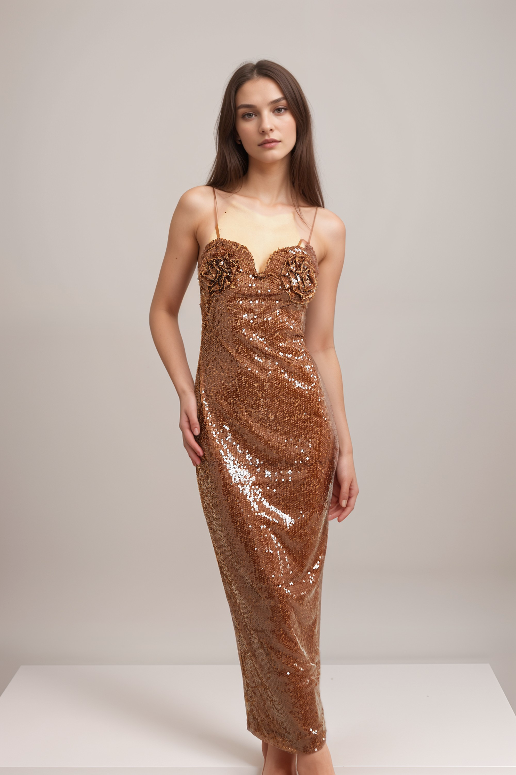 Éléonore sequinned floral midi dress