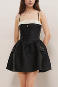 Eliza lace-trim flared mini dress