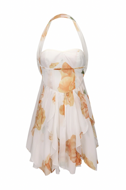 Takala Floral Halter Mini Dress - Backless Party Dress