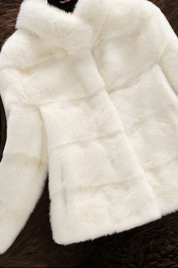 stand collar fur imitation coat