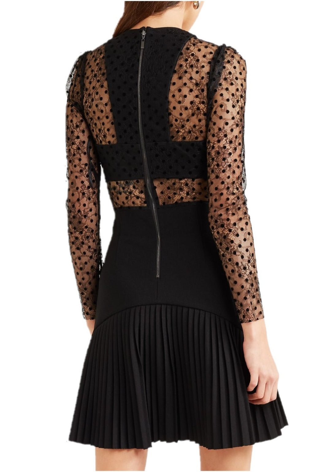 Gabriella Spot Lace Mini Dress - Black