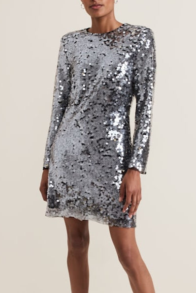 Rhia Silver Sequin Mini Dress