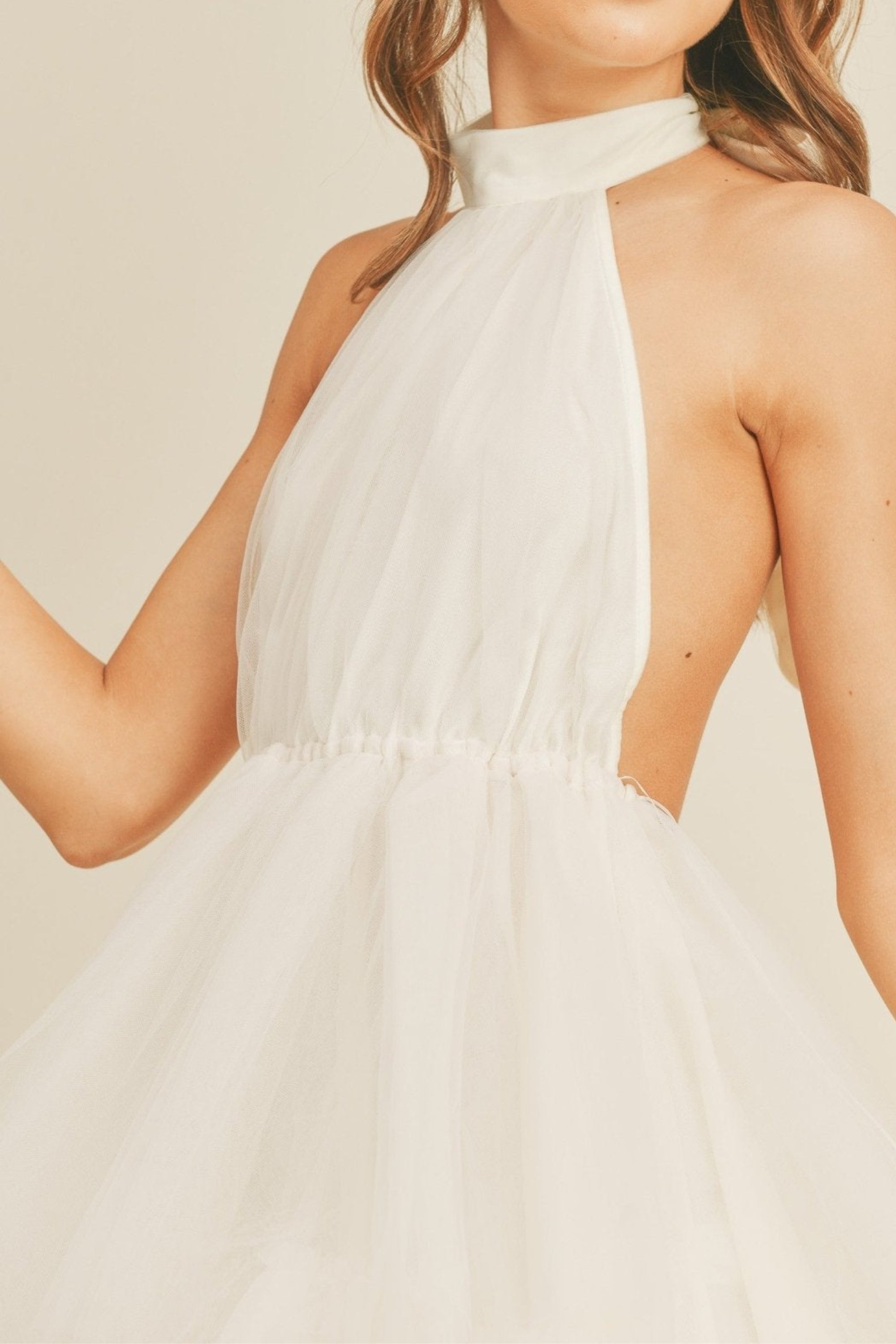 Sabina Backless Halter Mini Dress - Tulle Party Dress