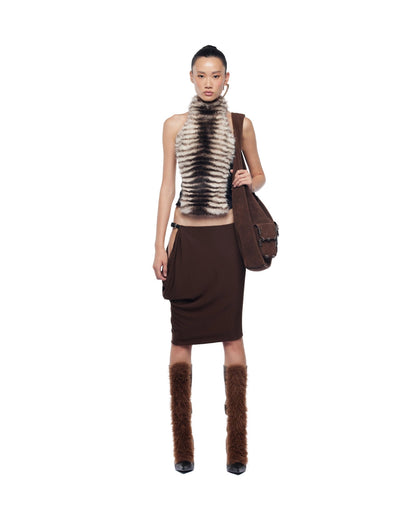 dora halter Backless Furry Top
