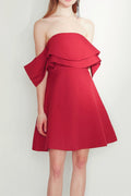 ruffle sleeveless mini dress in red
