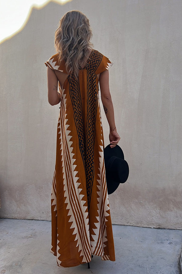 charlotte Ethnic Print A-line Maxi Dress