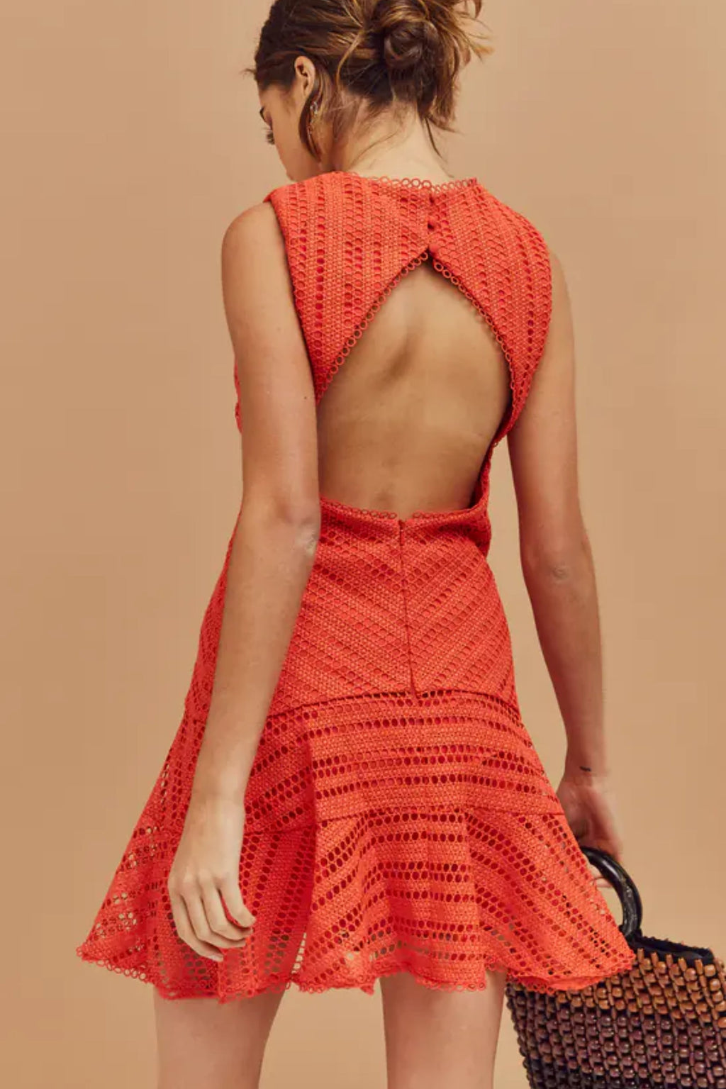 Lace Mini Dress In Red