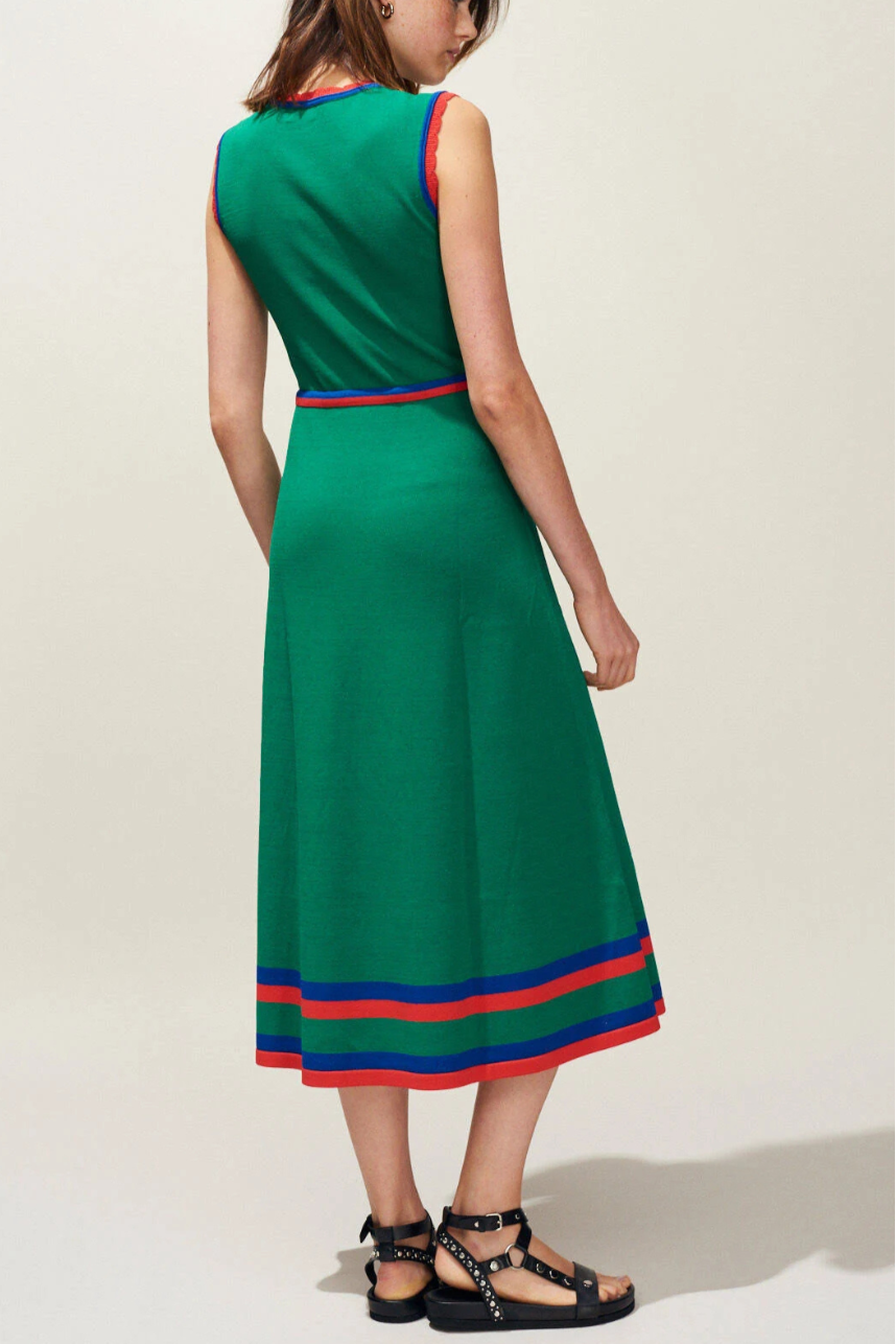 Melisse Sleeveless Stretch-knit Dress In Vert Vegetal
