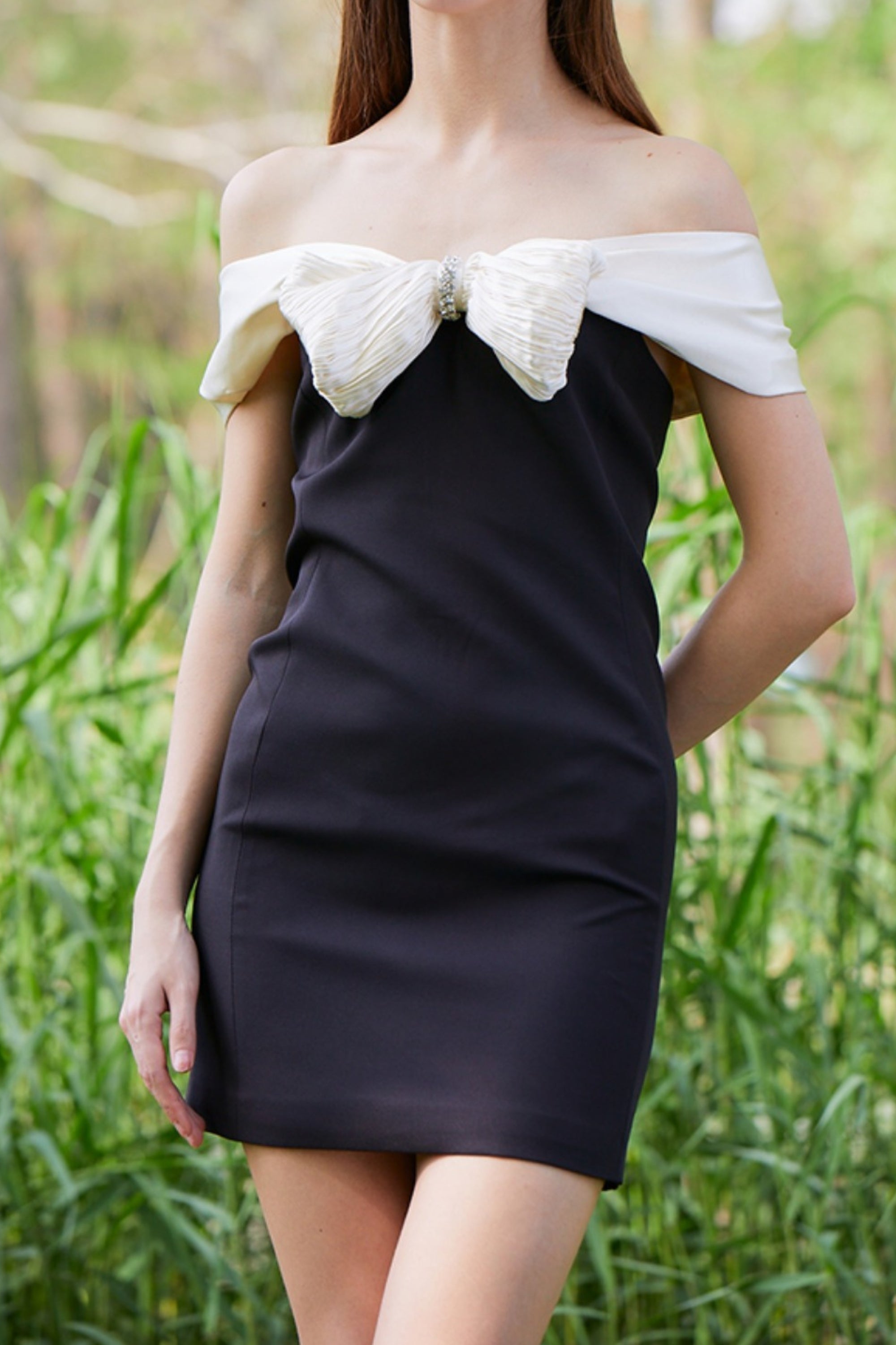 Black Bow Mini Dress - Classic Party Dress with Bow Accent