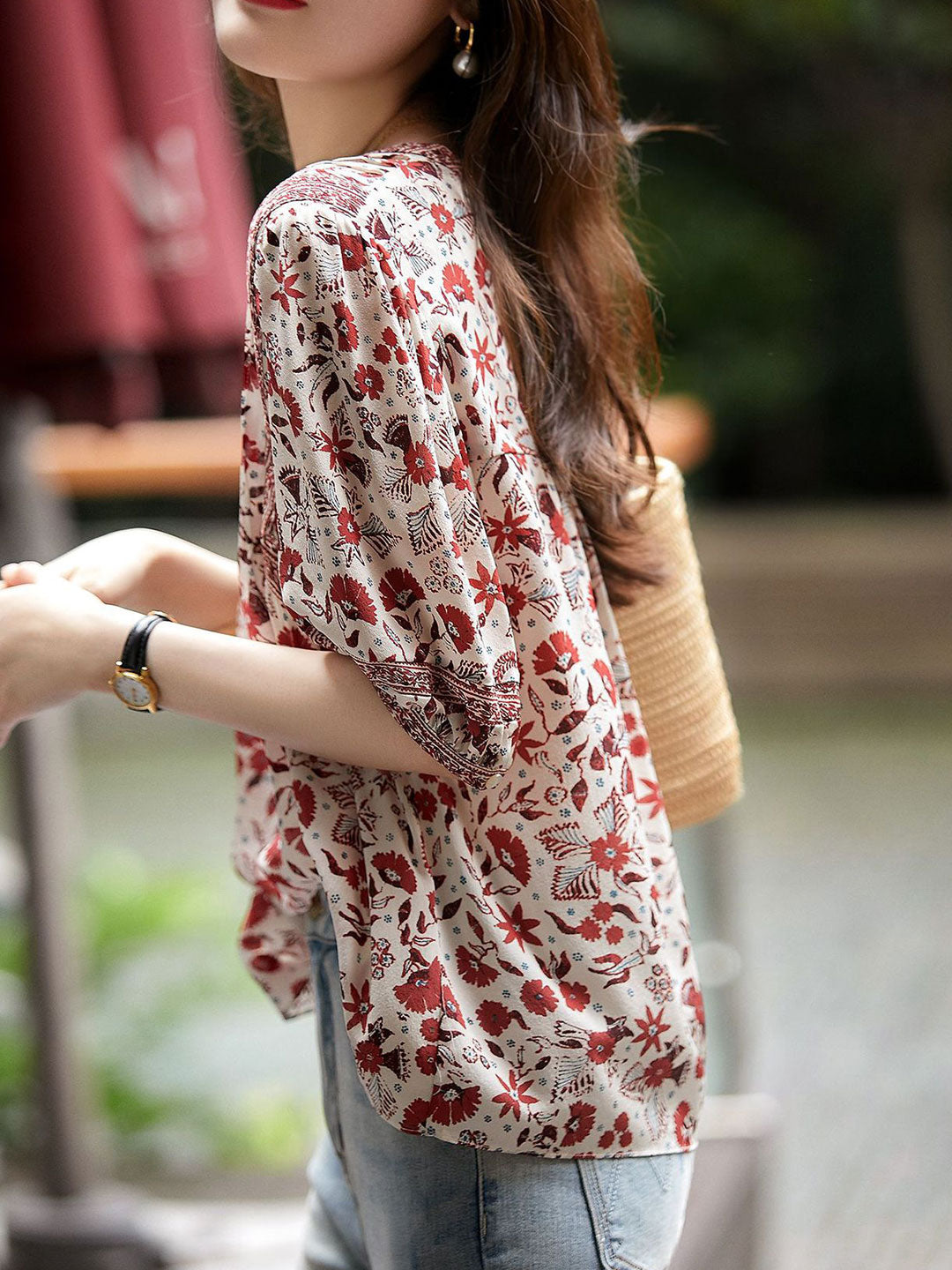 lesley Classic Puff Sleeve Printed Top