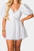 Hannah Elastic Waist Mini Dress in white