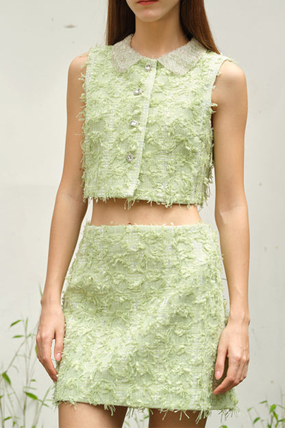 Green Mini Dress Set - Two Piece Party Outfit