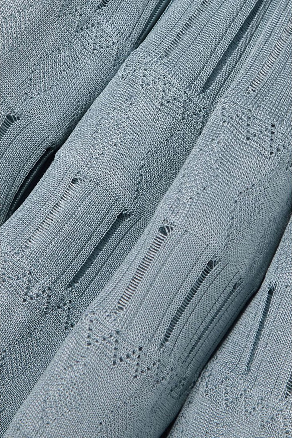 ribbed pointelle knit mini dress in blue