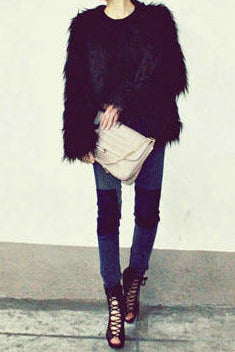 victoria faux fur coat in gray