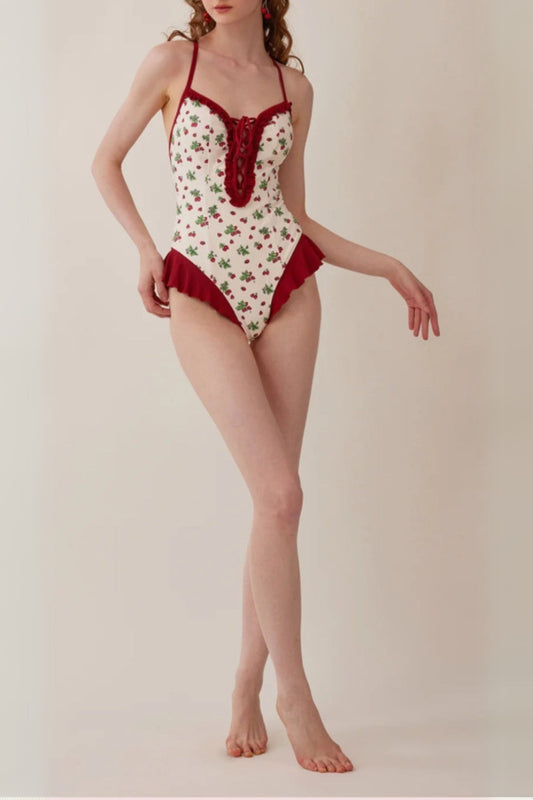 Dandy Strawberries Printed One-Piece Swimsuit